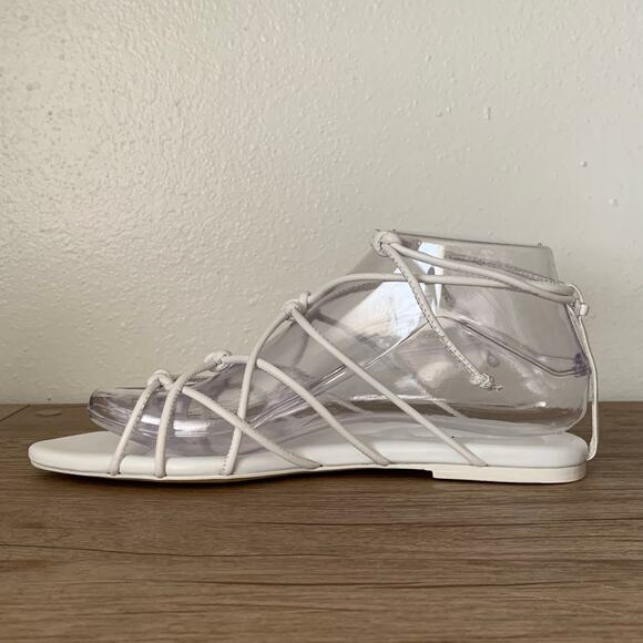VINCE Kenna Leather Strappy Gladiator Knotted Leather Sandal Flats sz 6 US White - Picture 9 of 16